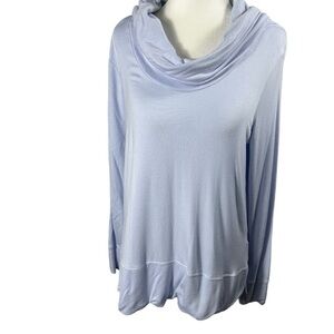 Green Tea Women's M Cowl Neck Top Pale Blue Cozy Long Sleeve Sweater Shirt
